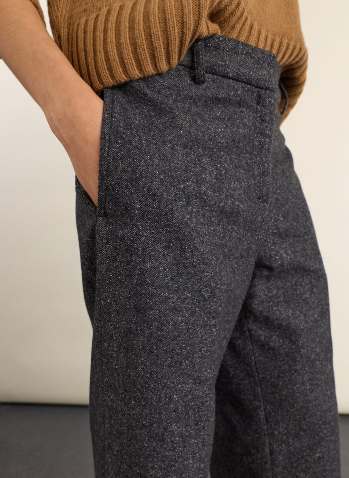 Petite Gwynnie Wool Blend Wide Leg Trousers - Grey Baukjen