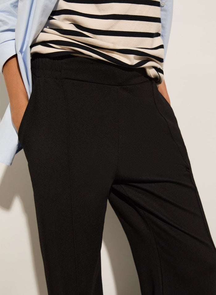 Petite Marian Ponte Wide Leg Trousers - Caviar Black Baukjen