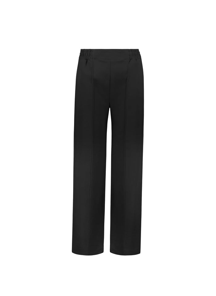 Petite Marian Ponte Wide Leg Trousers - Caviar Black Baukjen