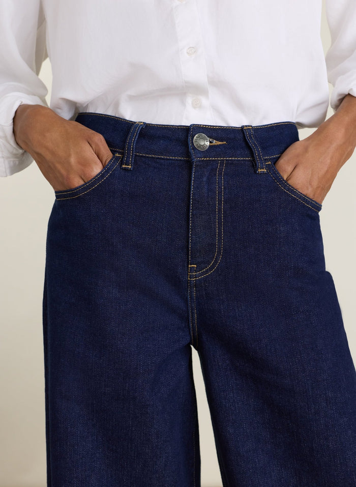 Petite Palmer High Waist Palazzo Jeans - Dark Denim Baukjen