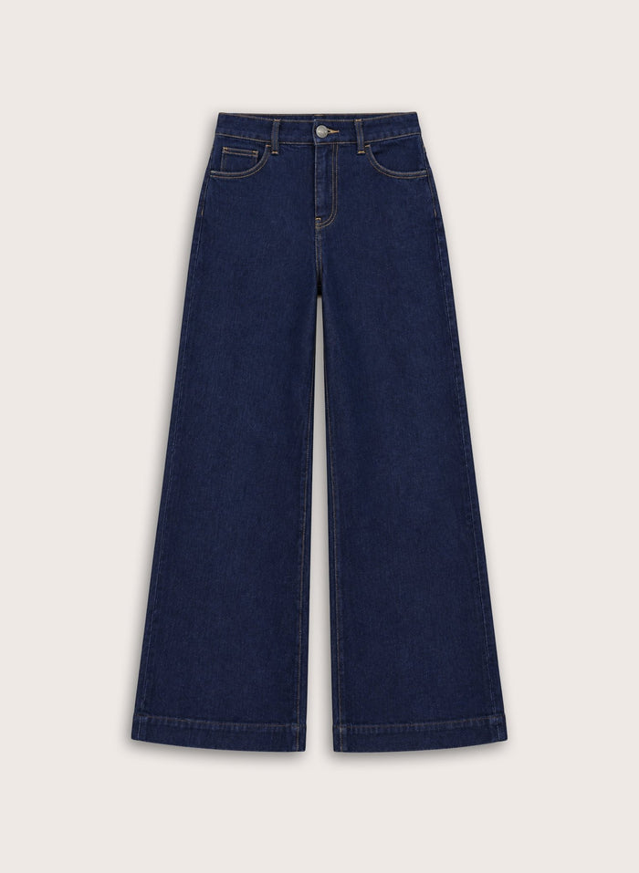 Petite Palmer High Waist Palazzo Jeans - Dark Denim Baukjen