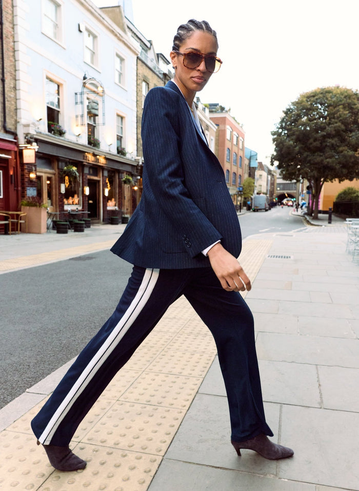 Petite Tippi 2.0 Side Stripe Trousers - Classic Navy & Soft White Baukjen
