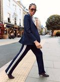 Petite Tippi 2.0 Side Stripe Trousers - Classic Navy & Soft White Baukjen