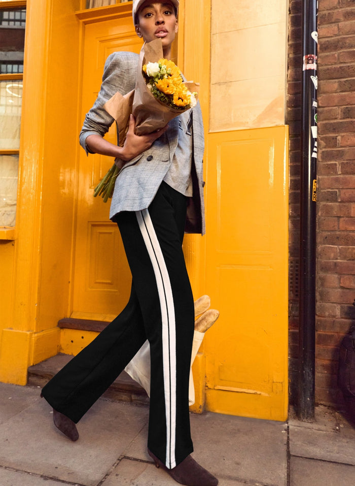 Petite Tippi 2.0 Side Stripe Trousers - Black & Cream Baukjen