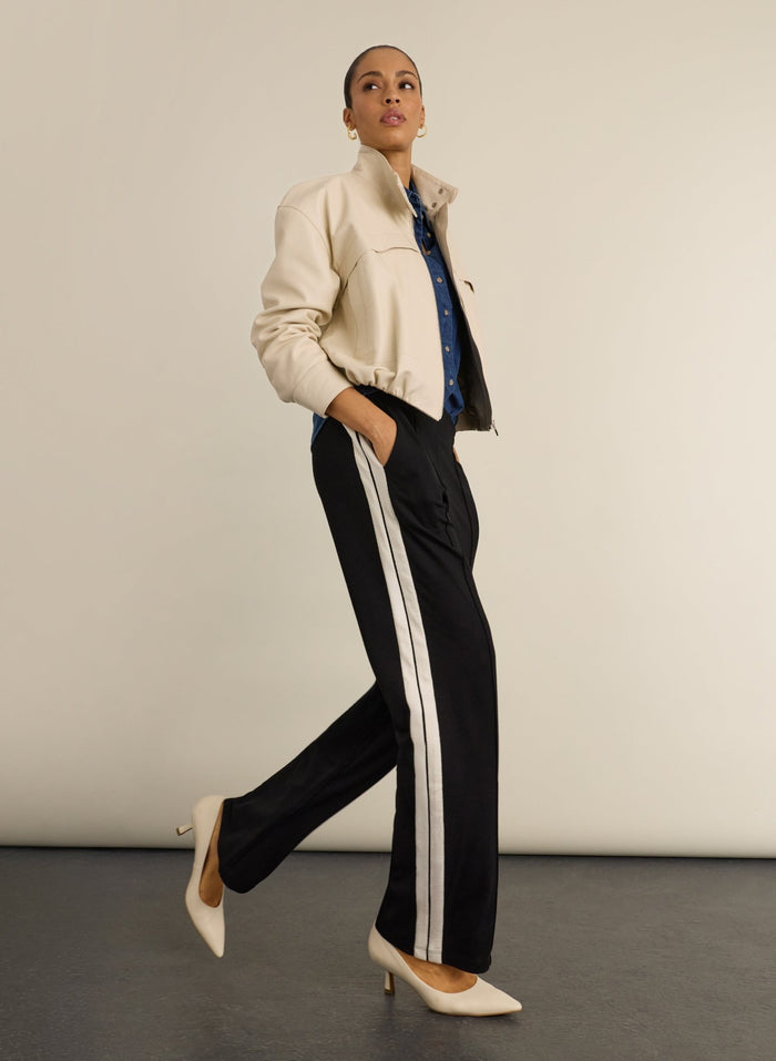 Petite Tippi 2.0 Side Stripe Trousers - Black & Cream Baukjen