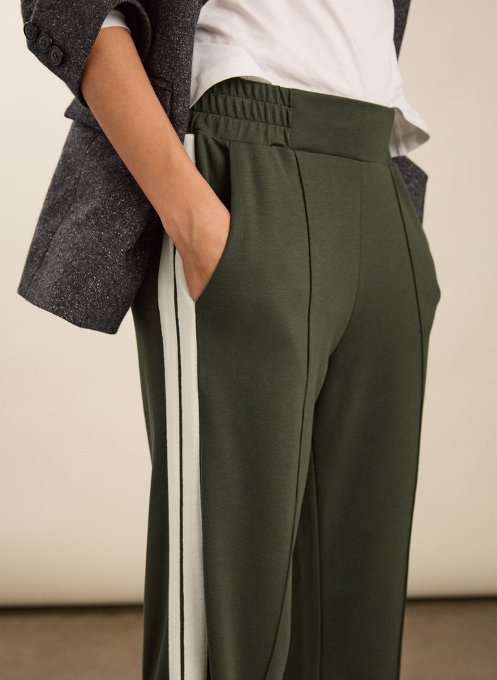Petite Tippi 2.0 Side Stripe Trousers - Deep Khaki & Cream Stripe Baukjen
