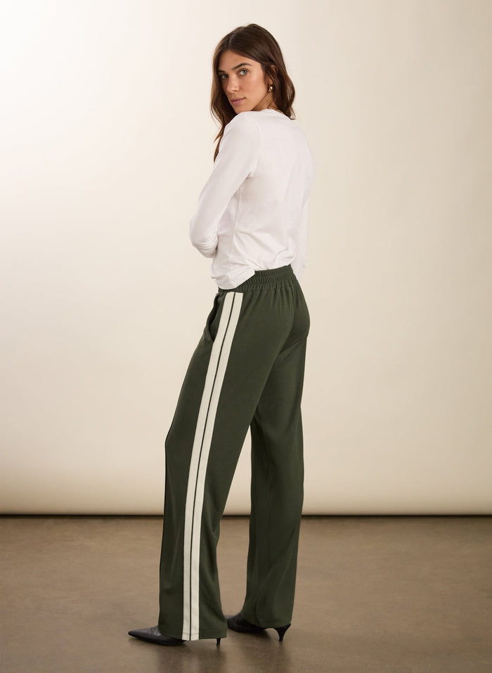 Petite Tippi 2.0 Side Stripe Trousers - Deep Khaki & Cream Stripe Baukjen