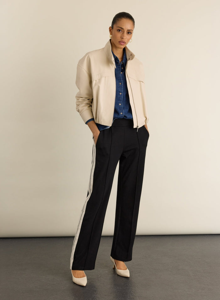 Petite Tippi 2.0 Side Stripe Trousers - Black & Cream Baukjen