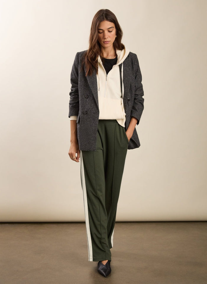 Petite Tippi 2.0 Side Stripe Trousers - Deep Khaki & Cream Stripe Baukjen