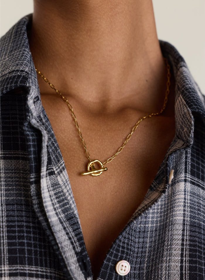 Pippa Hammered T Bar Necklace - One Size Baukjen