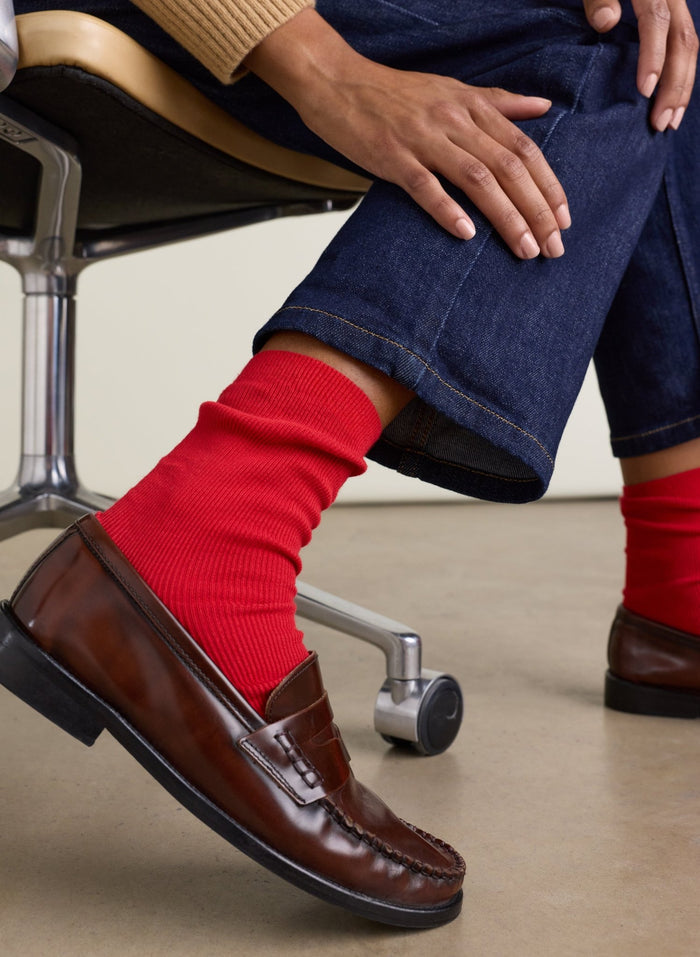 Poppy Organic Cotton Socks - Crimson Red Baukjen
