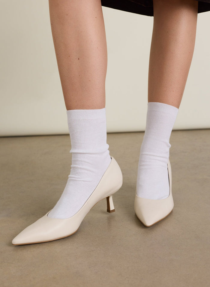 Poppy Organic Cotton Socks - White Baukjen