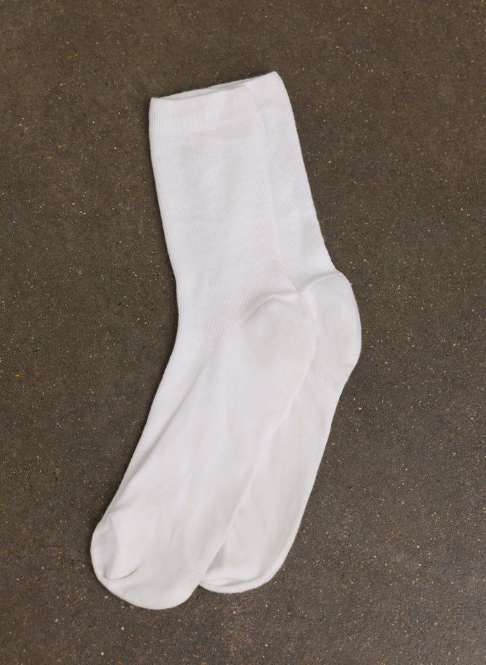 Poppy Organic Cotton Socks - White Baukjen