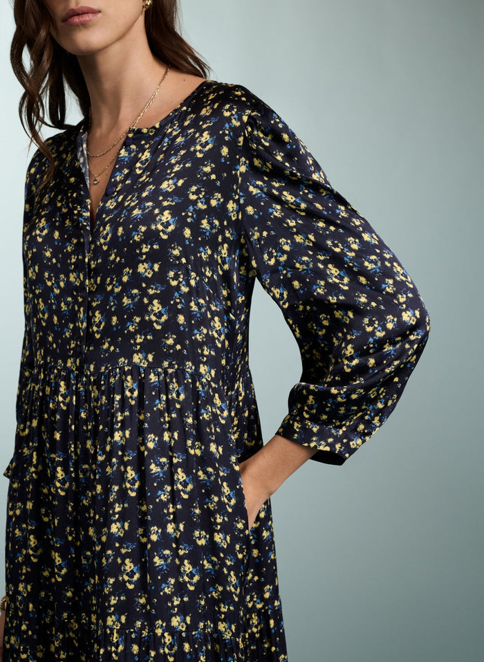Purnita Dress - Blue Blurred Ditsy Baukjen