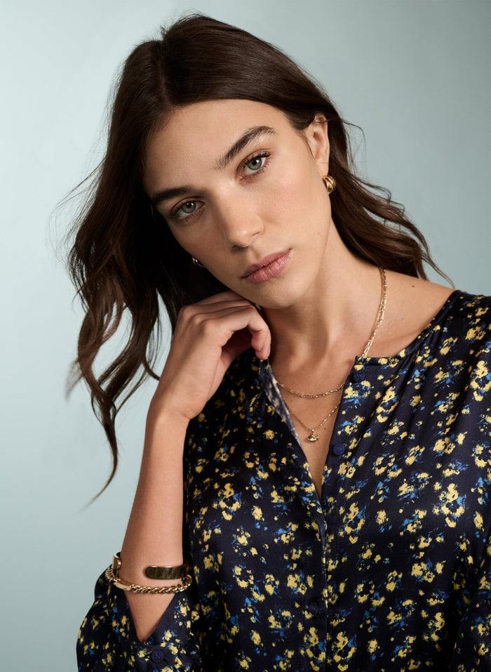 Purnita Dress - Blue Blurred Ditsy Baukjen