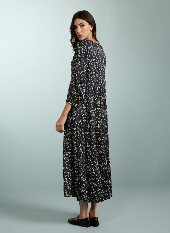 Purnita Dress - Blue Blurred Ditsy Baukjen