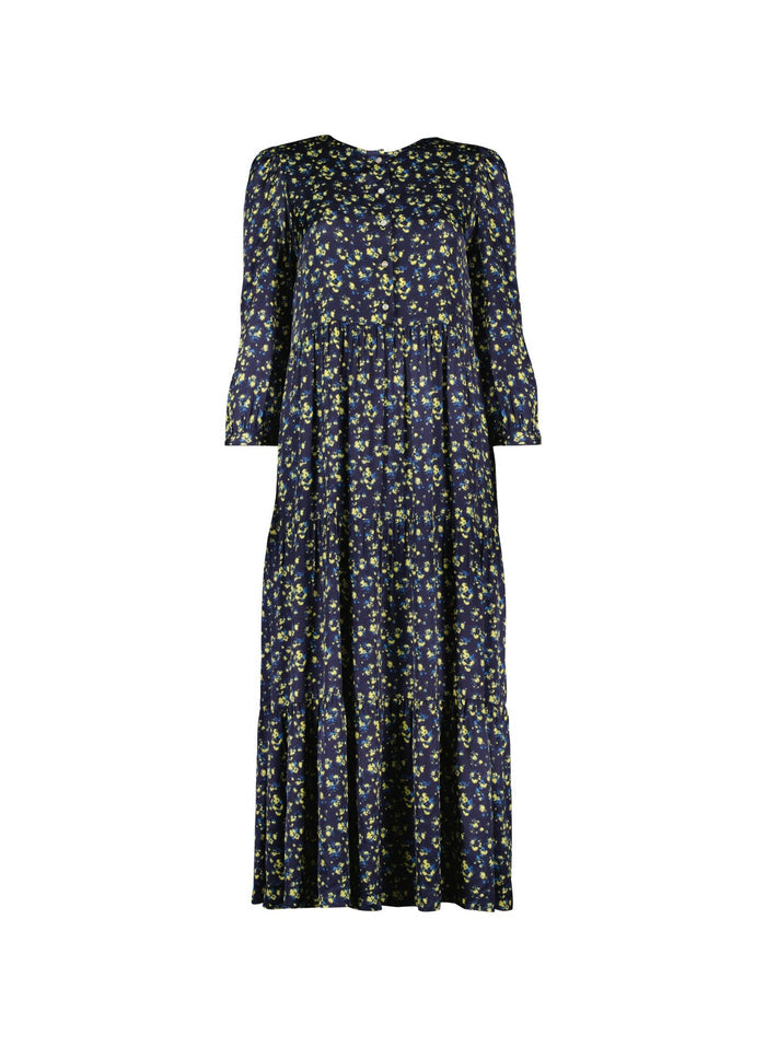 Purnita Dress - Blue Blurred Ditsy Baukjen