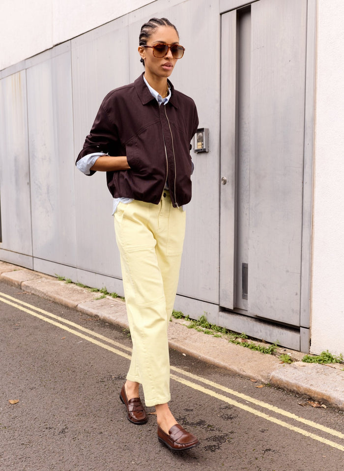 Reece Organic Cotton Stretch Barrel Leg Cargo Jeans - Butter Yellow Baukjen