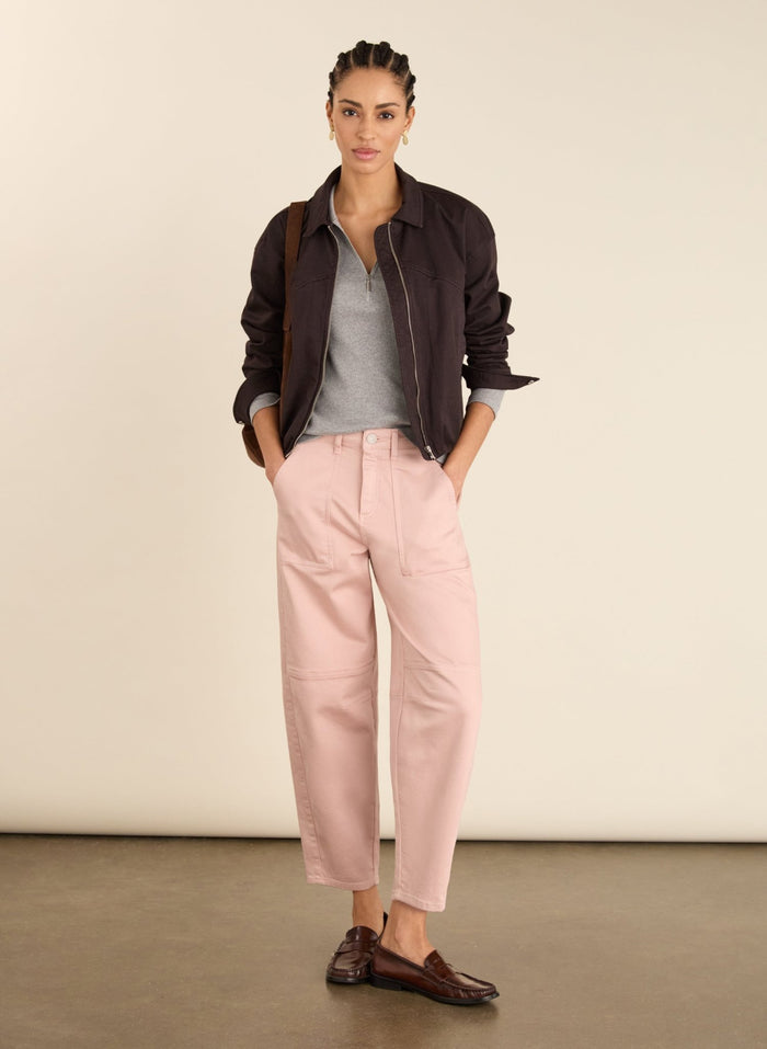 Reece Organic Cotton Stretch Barrel Leg Cargo Jeans - Pastel Pink Baukjen