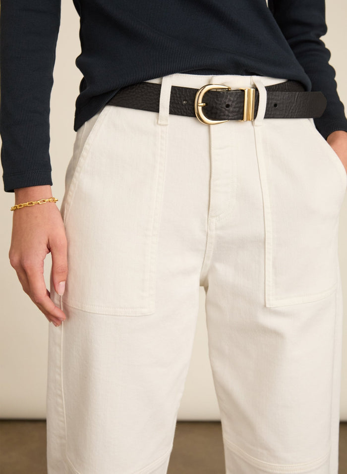Reece Organic Cotton Stretch Barrel Leg Cargo Jeans - Soft White Baukjen