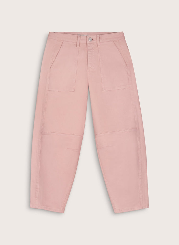 Reece Organic Cotton Stretch Barrel Leg Cargo Jeans - Pastel Pink Baukjen