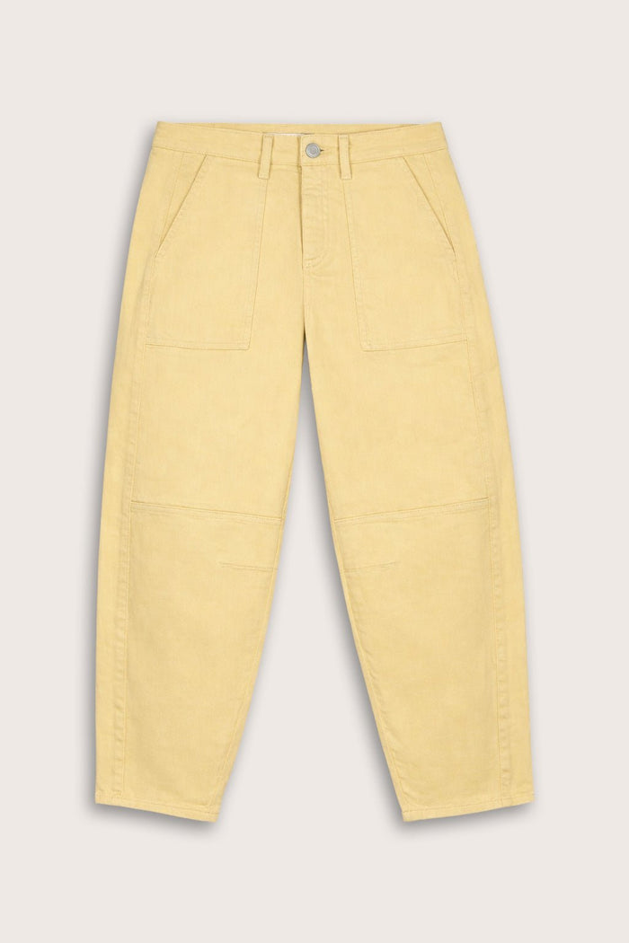 Reece Organic Cotton Stretch Barrel Leg Cargo Jeans - Butter Yellow Baukjen