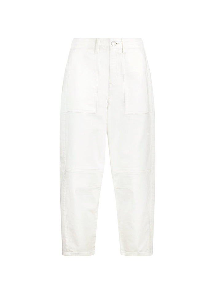 Reece Organic Cotton Stretch Barrel Leg Cargo Jeans - Soft White Baukjen