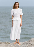 Rhoda Organic Cheesecloth Tiered Maxi Skirt - Pure White Baukjen