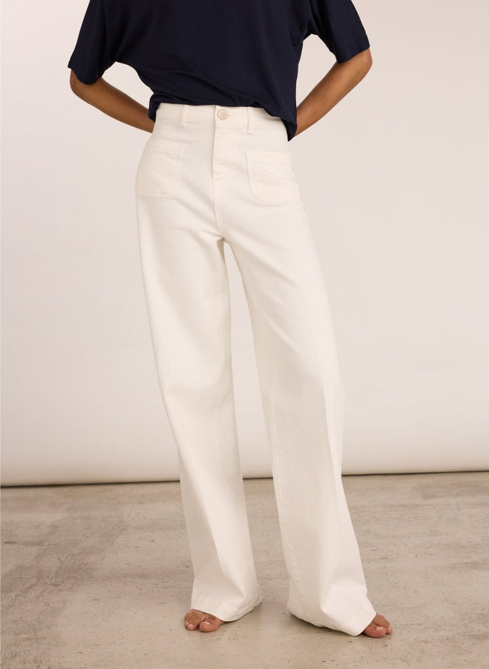 Robyn Organic Cotton Stretch Jeans - Soft White Baukjen