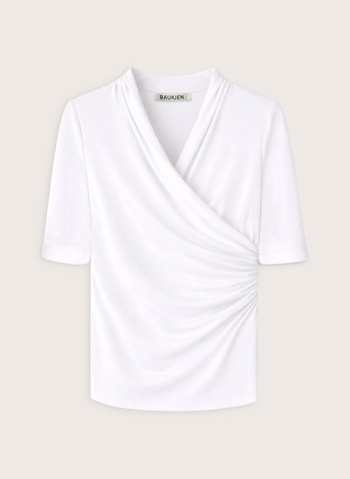 Rosamund Wrap Top - Pure White Baukjen