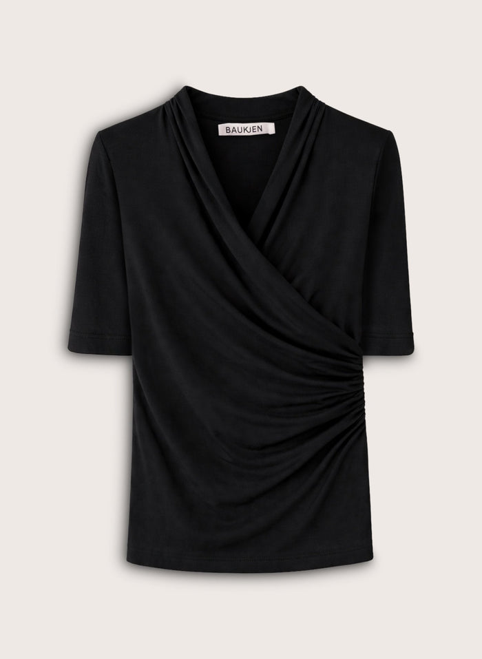 Rosamund Wrap Top - Caviar Black Baukjen