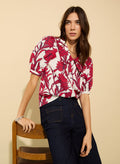 Rosana Organic Cotton Collar Blouse - Crimson Dahlia Baukjen