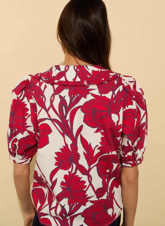Rosana Organic Cotton Collar Blouse - Crimson Dahlia Baukjen