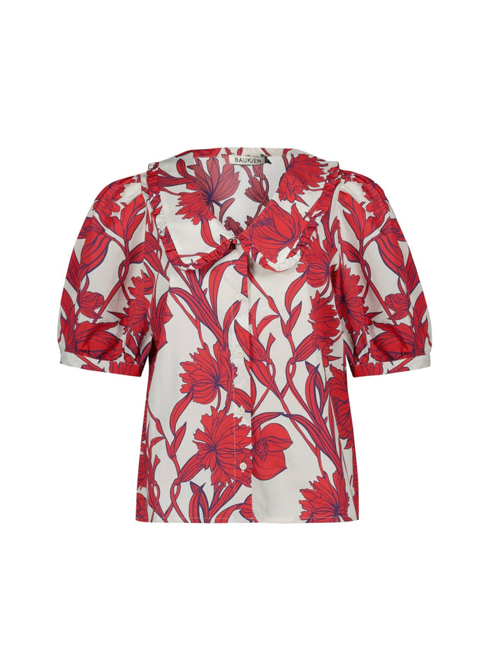 Rosana Organic Cotton Collar Blouse - Crimson Dahlia Baukjen
