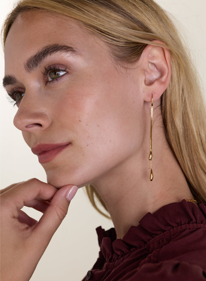 Rose Tear Drop Chain Earrings - One Size Baukjen