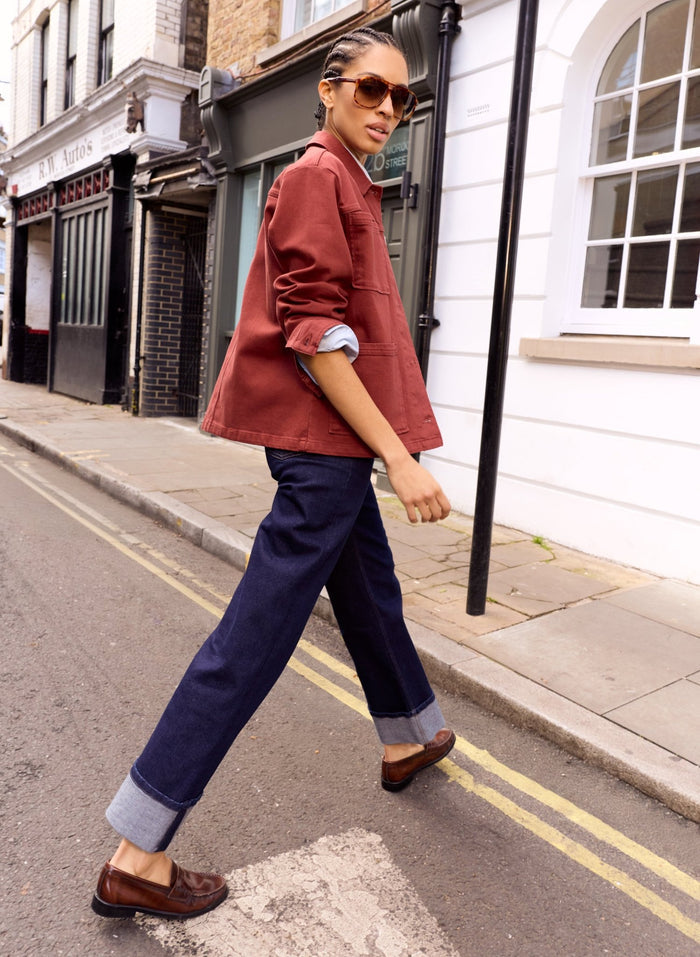 Rowan Organic Cotton Denim Utility Jacket - Terracotta Baukjen