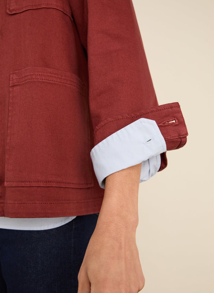 Rowan Organic Cotton Denim Utility Jacket - Terracotta Baukjen