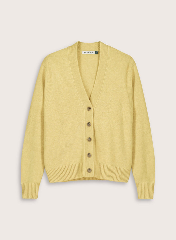 Ruth Wool with Cashmere V - Neck Cardigan - Butter Yellow Baukjen