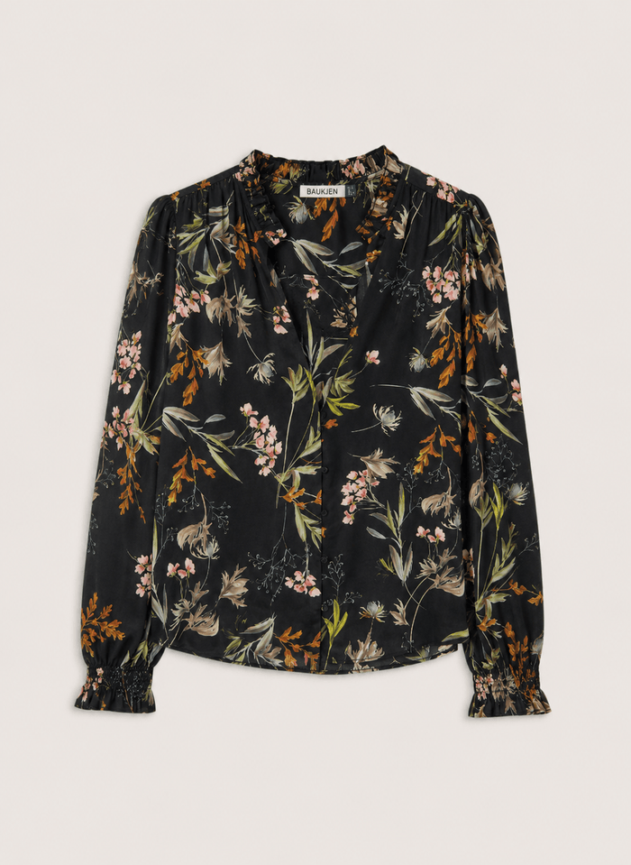 Sabrina Puff Sleeve Blouse - Black Floral Baukjen
