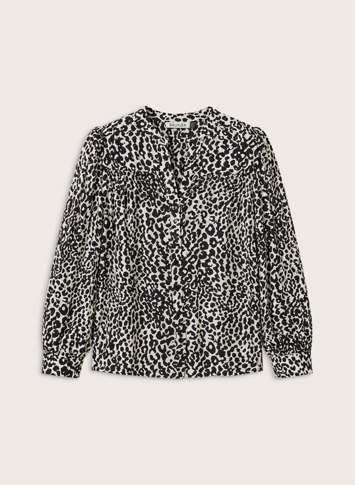 Sam Button Down Blouse - Black & White Leopard Baukjen