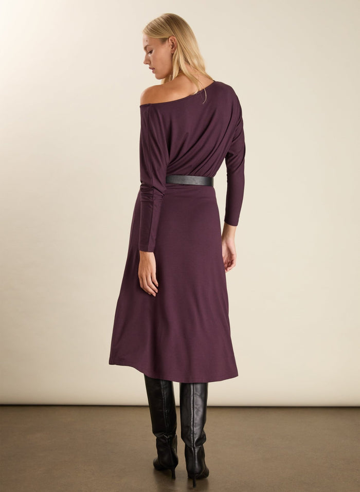 Sarah Jersey Midi Dress - Plum Baukjen