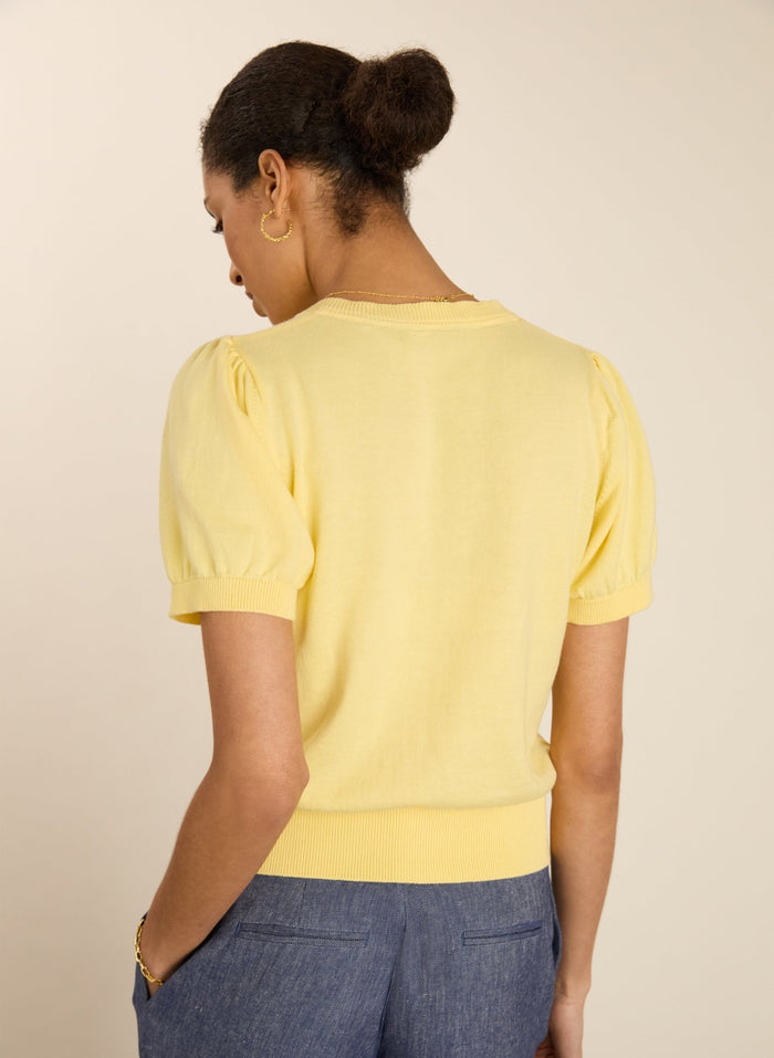 Sasha Organic Cotton Short Sleeve Cardigan - Butter Yellow Baukjen