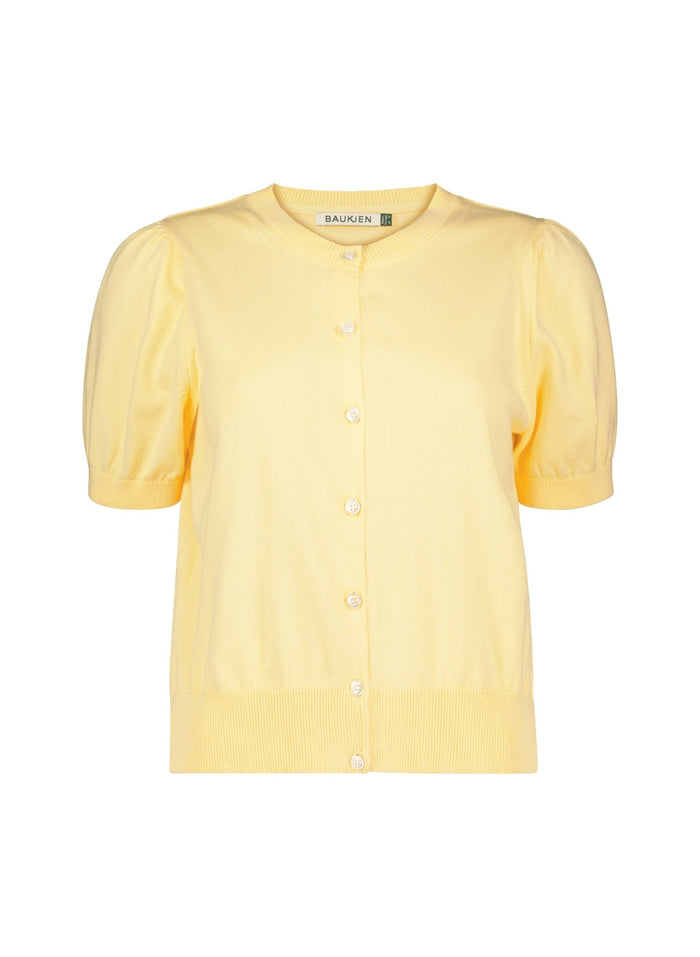 Sasha Organic Cotton Short Sleeve Cardigan - Butter Yellow Baukjen