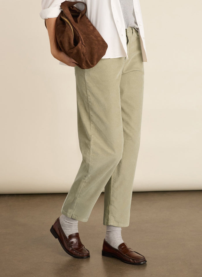 Shannon Organic Cotton Corduroy Barrel Leg Trousers - Sand Baukjen