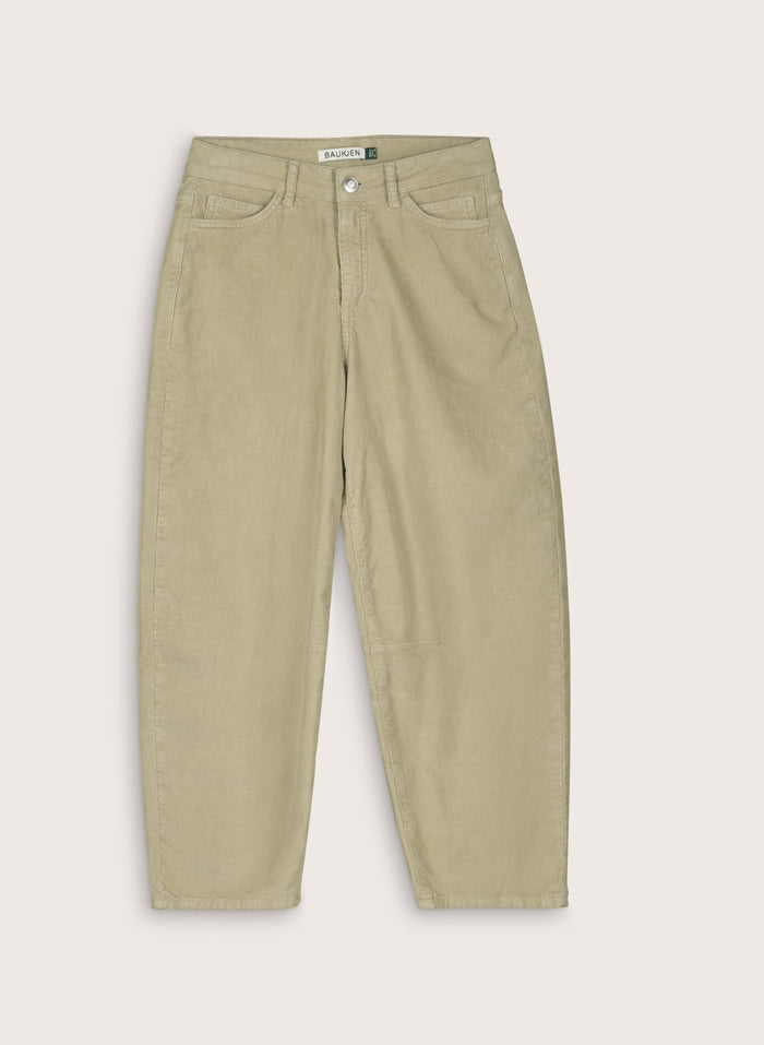 Shannon Organic Cotton Corduroy Barrel Leg Trousers - Sand Baukjen