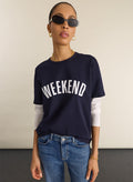 Shay Layered - Look Slogan T-shirt - Navy Baukjen