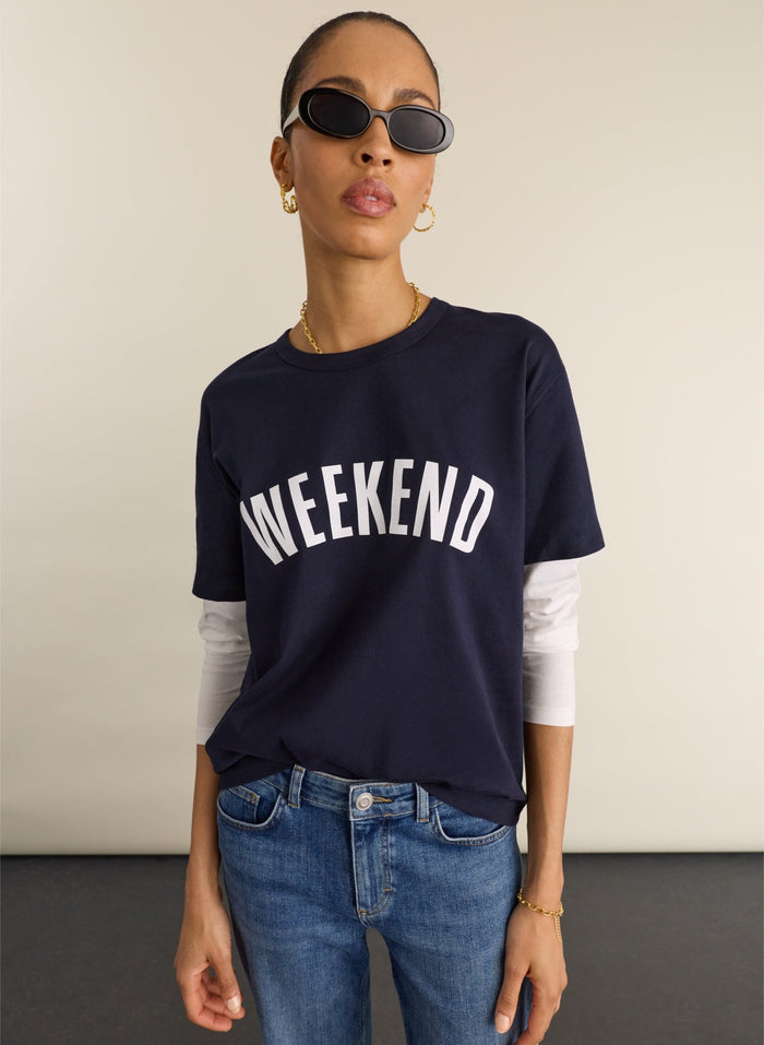 Shay Layered - Look Slogan T-shirt - Navy Baukjen