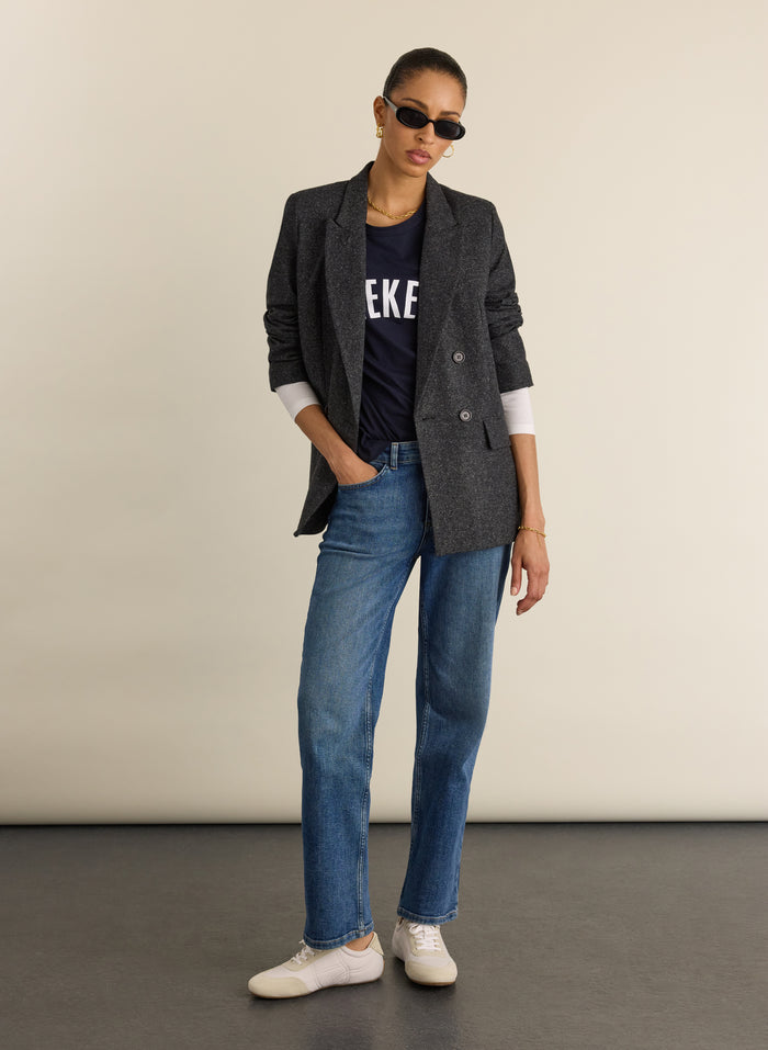 Shay Layered - Look Slogan T-shirt - Navy Baukjen
