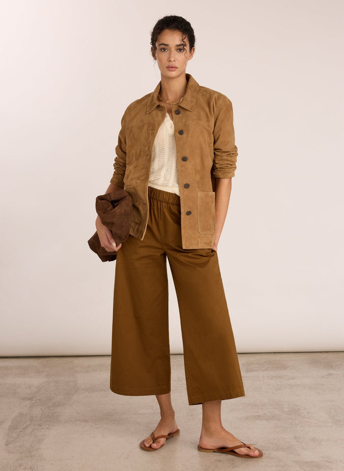 Shelby Organic Cotton Wide Leg Trousers - Milk Chocolate Baukjen