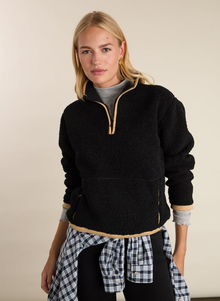 Shelly Quarter Zip Recycled Fleece - Caviar Black Baukjen